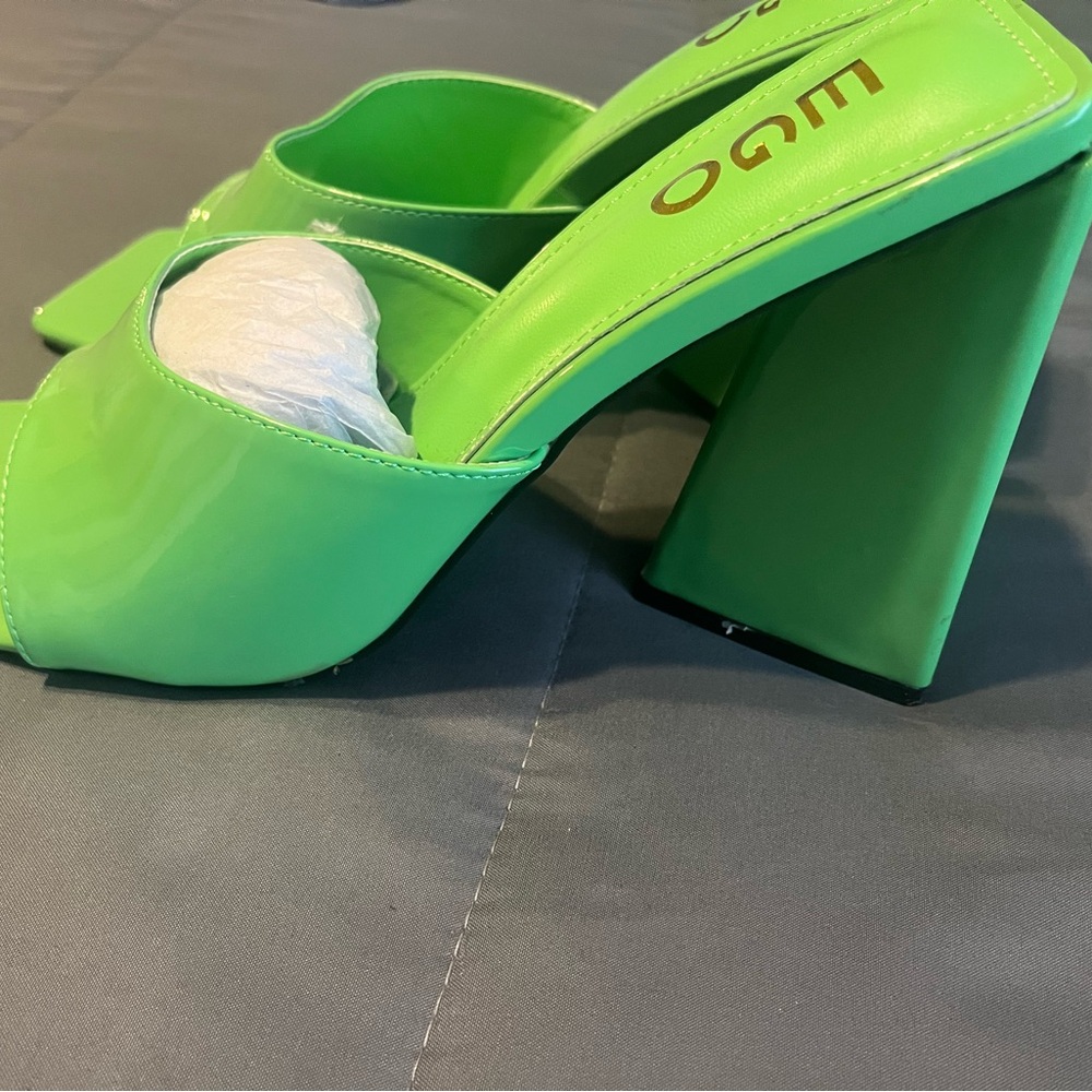 Lime Green Women's Block Heel Sandals